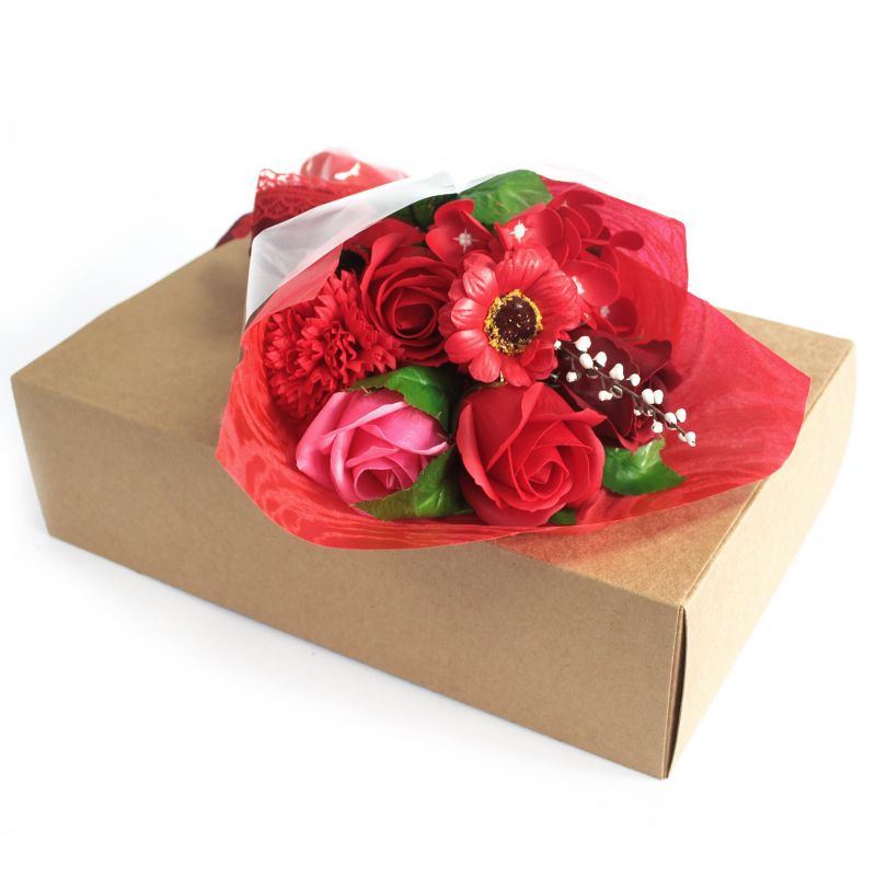 Boxed Hand Soap Flower Bouquet - Red - Special