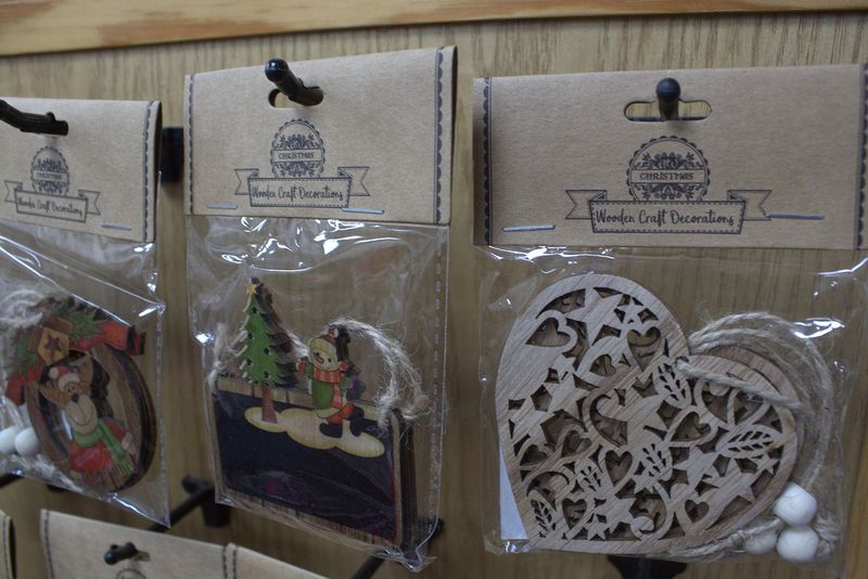 Pack of 2 Christmas Wooden Craft Decoration - Snowflake & Snowman