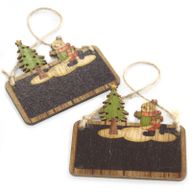 Pack of 2 Christmas Wooden Craft Decoration - Snowman & Tree