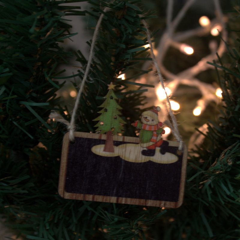 Pack of 2 Christmas Wooden Craft Decoration - Snowman & Tree