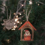 Pack of 2 Christmas Wooden Craft Decoration - Xmas Santa Gift