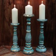Medium Candle Stand - Turquois Gold