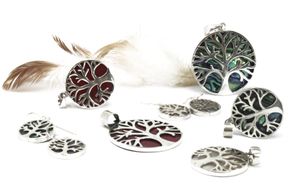 Tree of Life Silver Pendent 30mm - Abalone