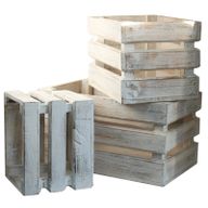 Wooden Storage Crates – Whitewash (Set of 3)