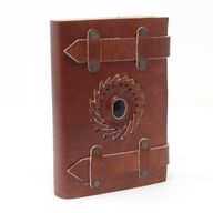 Leather Black Onyx with Belts Notebook 15x10 cm
