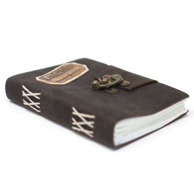 Leather Black Confessions with Lock Notebook (18x13 cm)