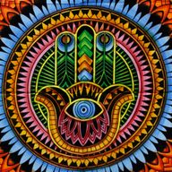 Handbrushed  Cotton Wall Art - Hamsa