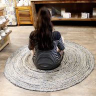 Round Jute and Recycle Denim Rug - 150 cm