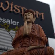 Hand Carved Buddha Statue - 80cm Welcome