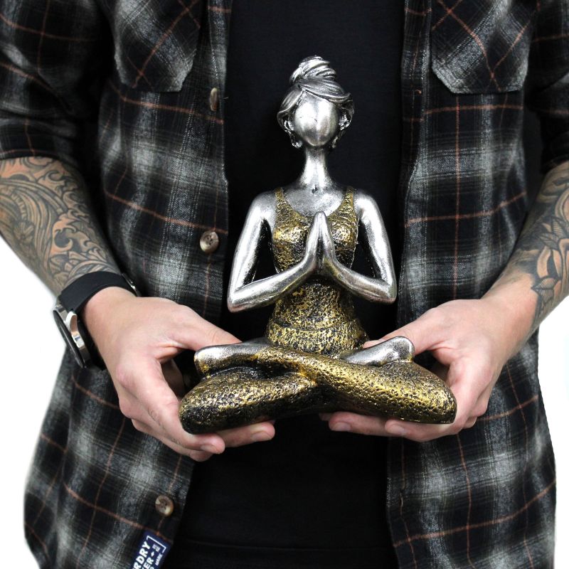 Yoga Lady Figure - Silver & Gold 24cm
