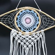 Protection Dream Cather - Med Macrame Eye Blue/ Whie/Pink