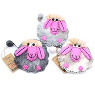 Natural Felt Zipper Pouches - Happy Sheep