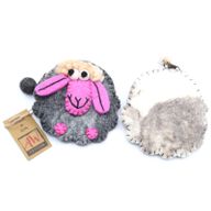 Natural Felt Zipper Pouches - Happy Sheep