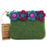 Natural Felt Zipper Pouches - Four Flowers