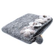 Natural Felt Zipper Pouches - Four Flowers
