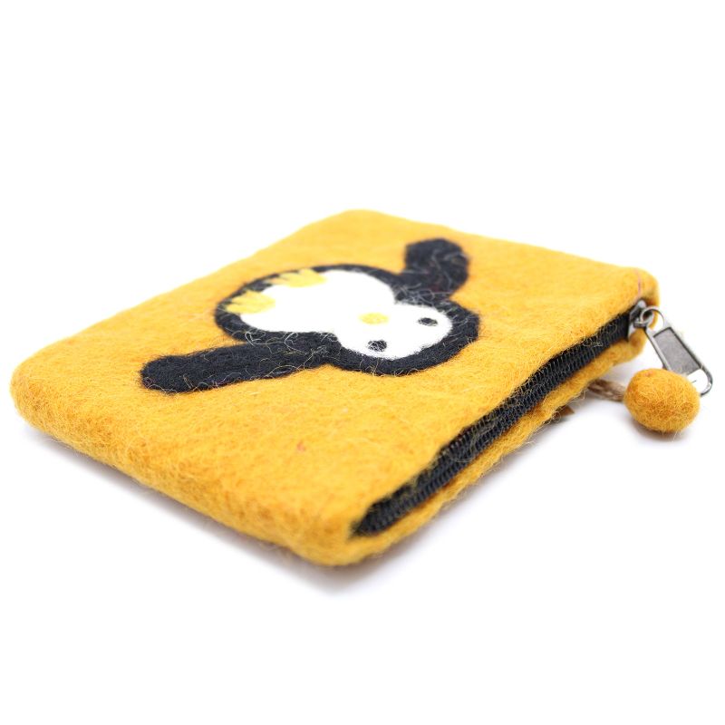 Natural Felt Zipper Pouches - Cute Penguin