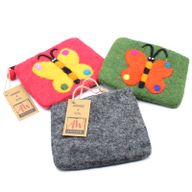 Natural Felt Zipper Pouches - Big Butterfly