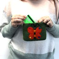 Natural Felt Zipper Pouches - Big Butterfly
