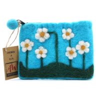 Natural Felt Zipper Pouches - Flower Garden