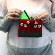 Natural Felt Zipper Pouches - Flower Garden