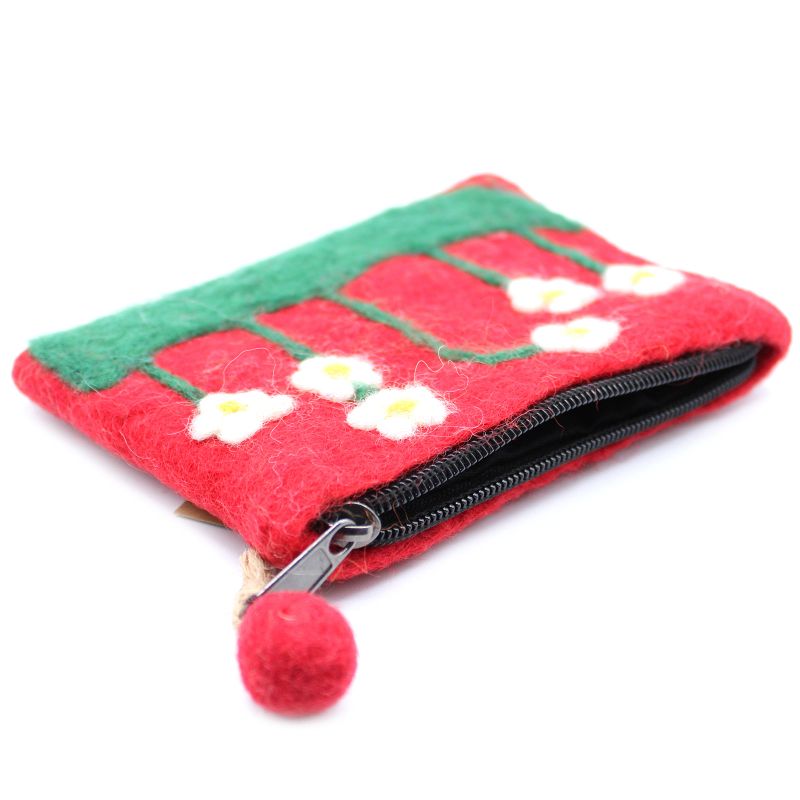 Natural Felt Zipper Pouches - Flower Garden