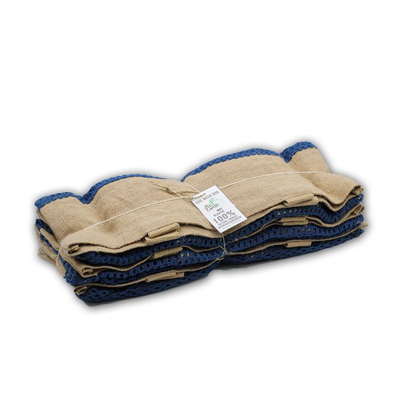 Pure Soft Jute and Cottong Mesh Bag - Denim