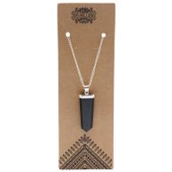 Gemstone Flat Pencil Pendant - Black Agate