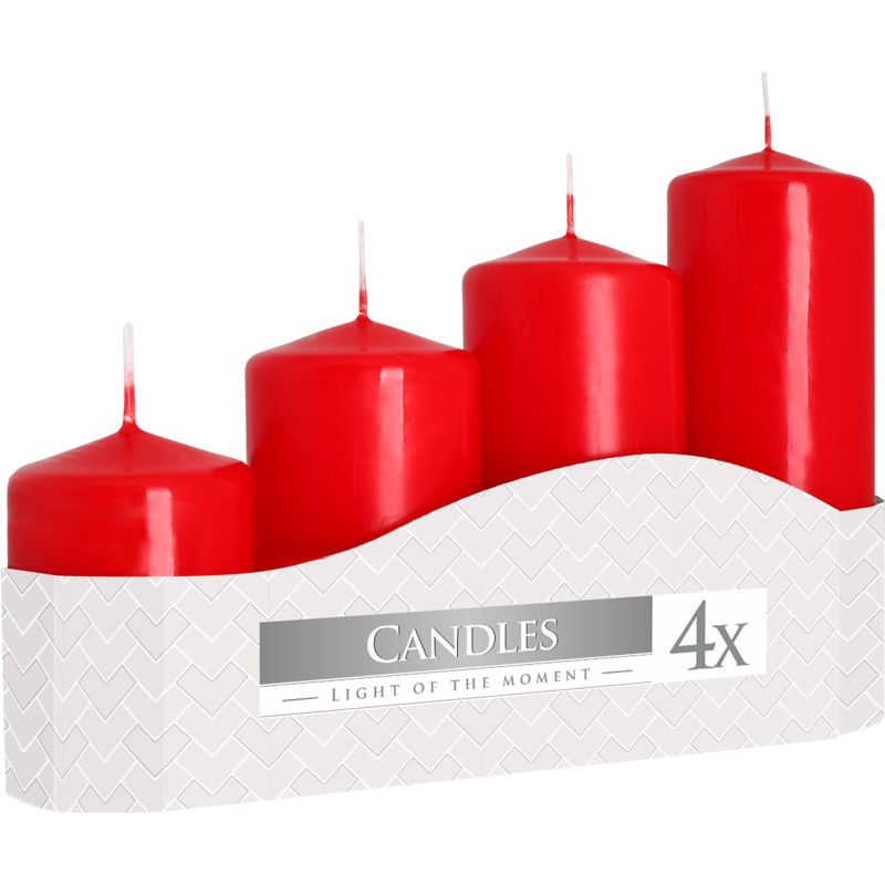 Set of Pillar Candles  50mm (11/16/22/33H) (4 pieces) - Red
