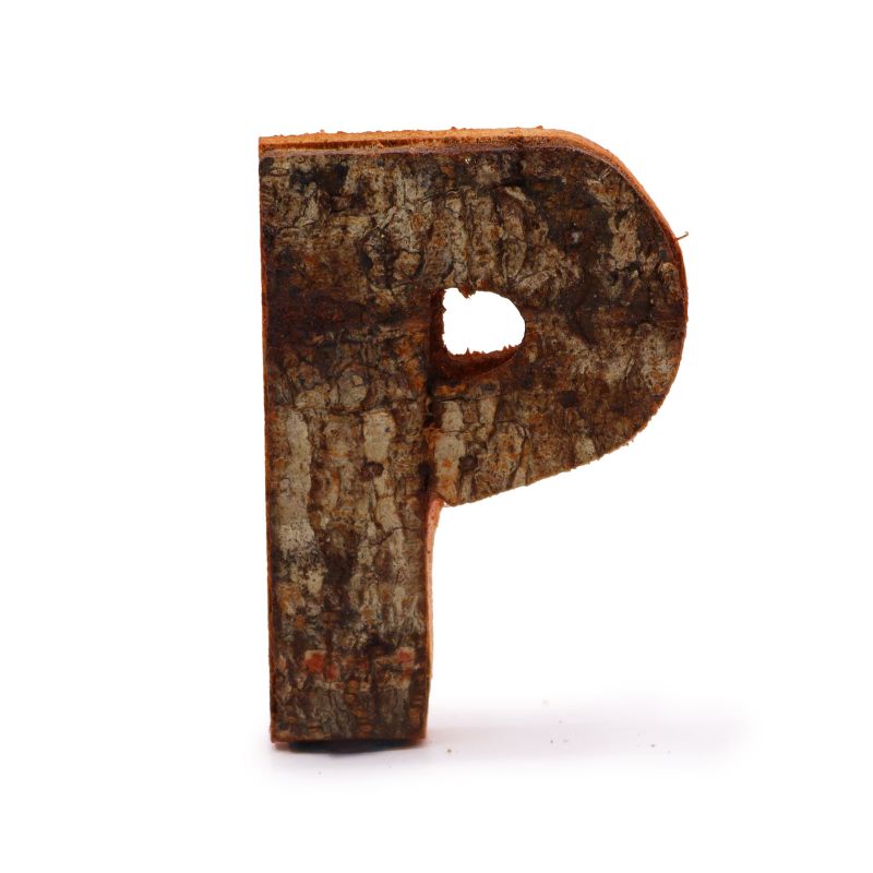 Rustic Bark Letter   - "P"  - 7cm