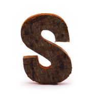 Rustic Bark Letter   - "S"  - 7cm