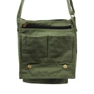 Cotton Canvas Messenger Bag - Green