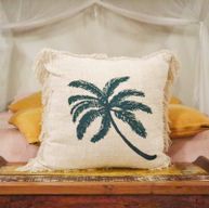 1x Linen Cushion 60 x 60  Palm Tree