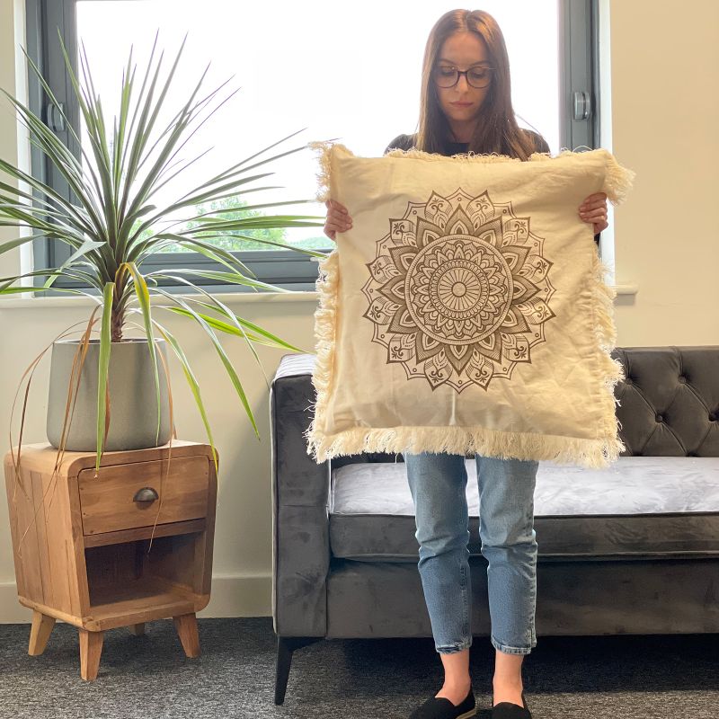 Lotus Mandala Cushion - 60x60cm - bronze
