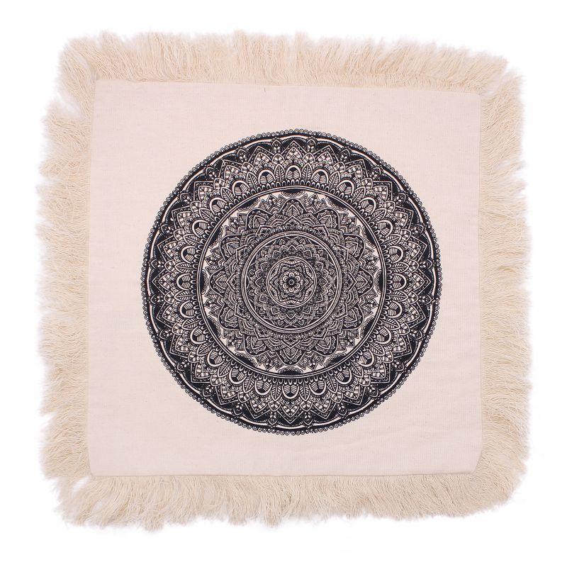Traditional Mandala Cushion - 45x45cm - black