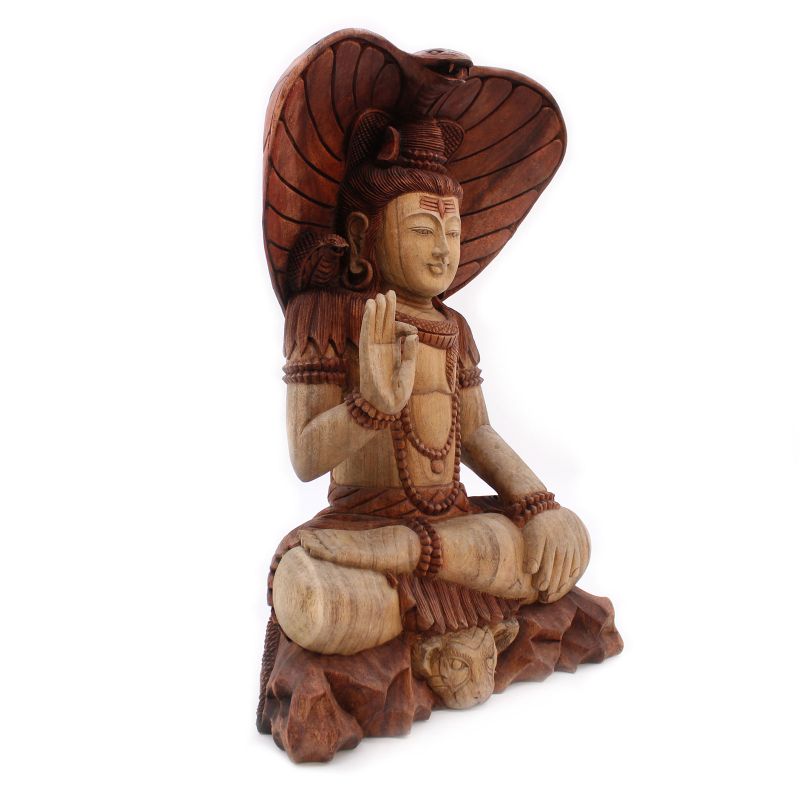 Hand Carved Buddha Statue - Shiva with Cobra - 50cm