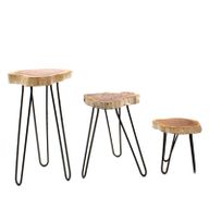 Set of 3 Gamell Wood Plant Stands - Whitewash