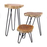 Set of 3 Gamell Wood Plant Stands - Whitewash