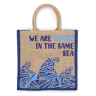 Printed Jute Bag - We are Waves - Natural