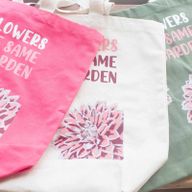 Printed Cotton Bag - We are Flowers - Olive, Pink and Natural