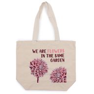 Printed Cotton Bag - We are Flowers - Olive, Pink and Natural