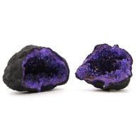 Coloured Calsite Geodes - Black Rock - Blue