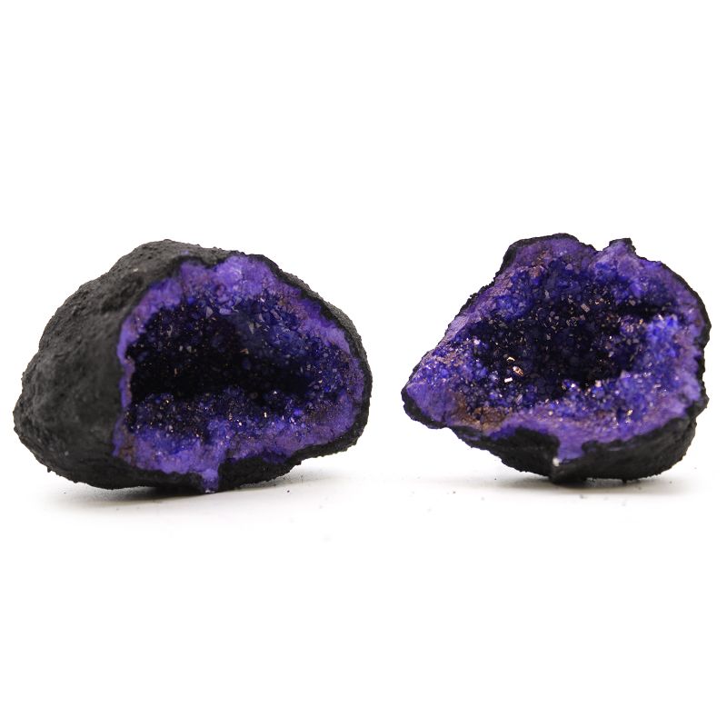 Coloured Calsite Geodes - Black Rock - Blue