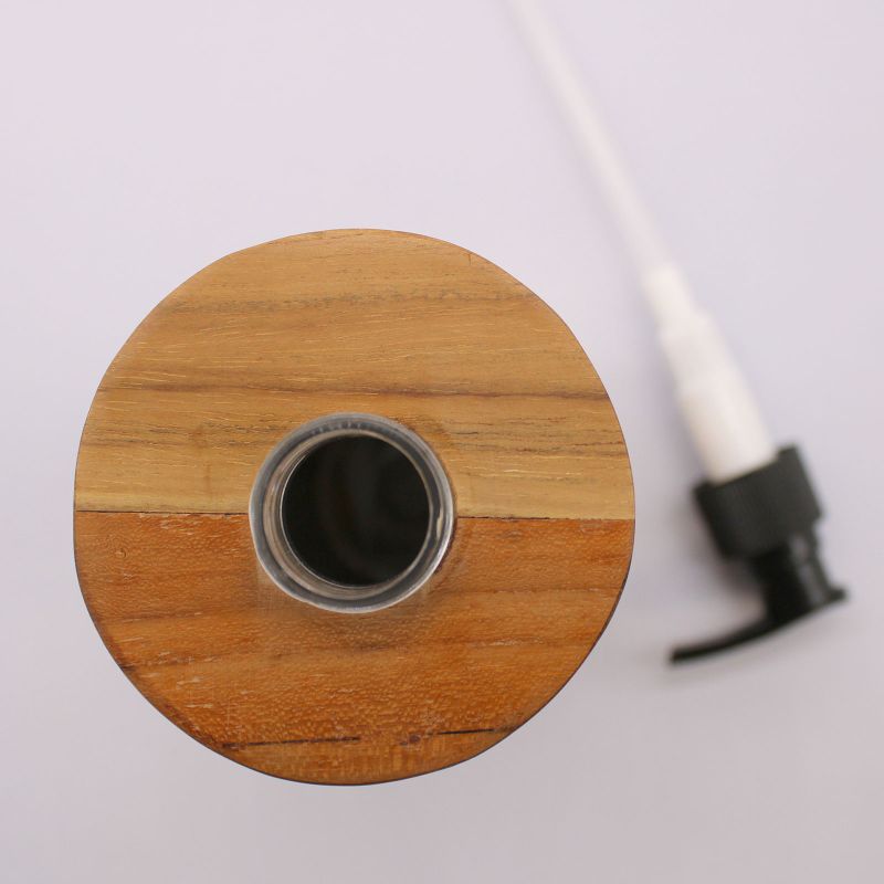 Natural Teakwood Soap Dispencer - Round