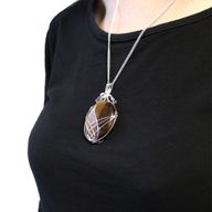 Swirl Wrapped Gemstone Necklace - Tiger Eye