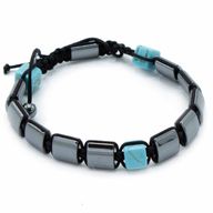 Magnetic Hematite Shamballa Bracelet - Turquoise Cuboids