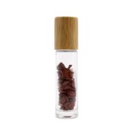 Gemstone Essential Oil Roller Bottle - Red Jasper  - Wooden Cap + Gemstone Roller Tip for 5ml Bottle - Red Jasper