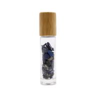 Gemstone Essential Oil Roller Bottle - Sodalite  - Wooden Cap + Gemstone Roller Tip for 5ml Bottle - Sodalite