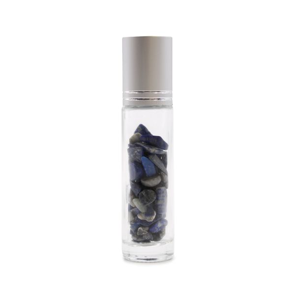 Gemstone Essential Oil Roller Bottle - Sodalite  - Silver Cap + Gemstone Roller Tip for 5ml Bottle - Sodalite