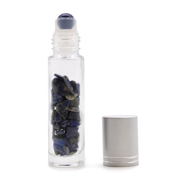 Gemstone Essential Oil Roller Bottle - Sodalite  - Silver Cap + Gemstone Roller Tip for 5ml Bottle - Sodalite
