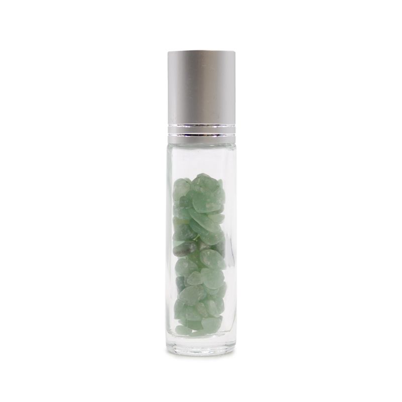 Gemstone Essential Oil Roller Bottle - Aventurine - Silver Cap + Gemstone Roller Tip for 5ml Bottle - Aventurine
